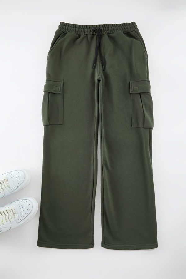 Trendyol Trendyol Khaki Wide Leg/Wide Cut Cargo Pocket Sweatpants