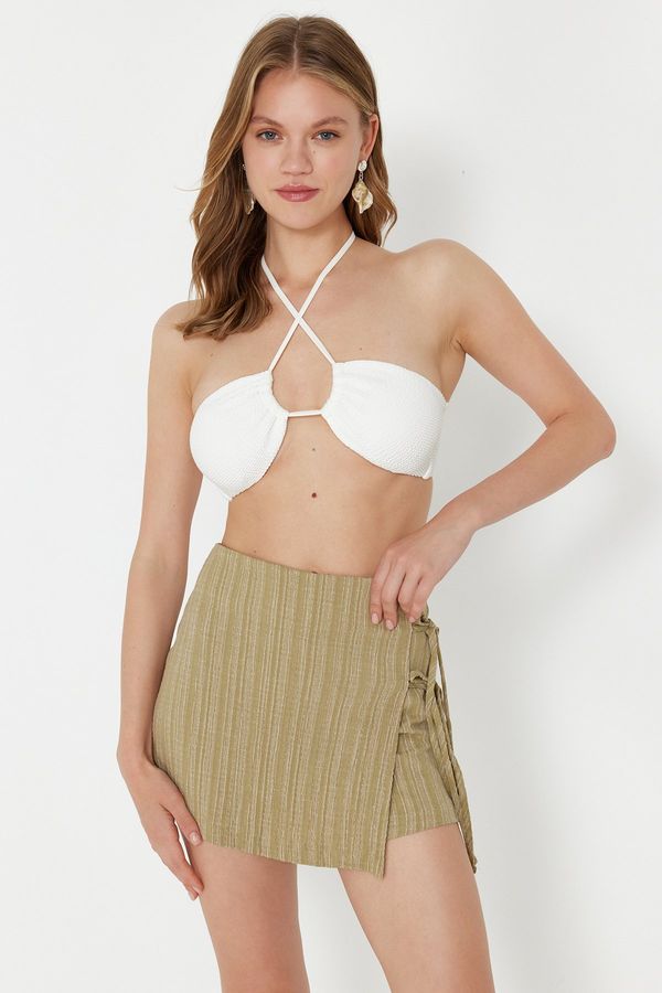 Trendyol Trendyol Khaki Woven Tied Linen Blended Shorts Skirt