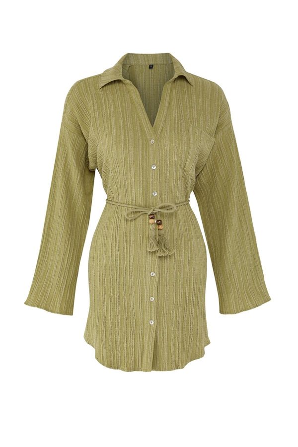 Trendyol Trendyol Khaki*St Plain Regular Mini Woven 50% Cotton, 50% Polyester Dress