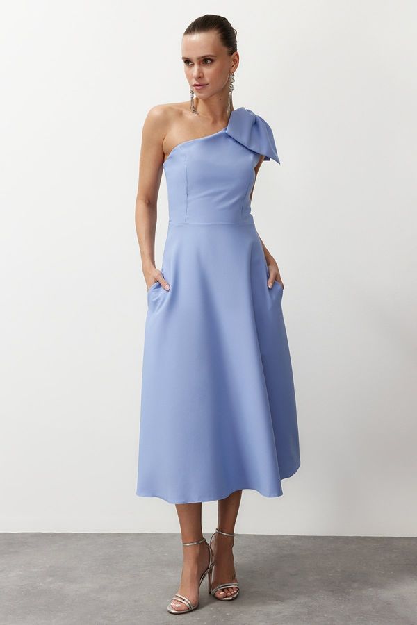 Trendyol Trendyol Light Blue A-Cut Bow Detailed Woven Elegant Evening Dress