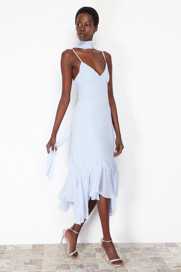 Trendyol Trendyol Light Blue A-Line Ruffled Woven Dress