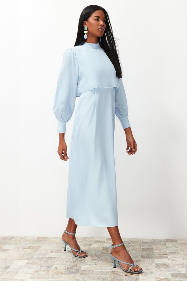 Trendyol Trendyol Light Blue Aller Piece Detailed Woven Dress