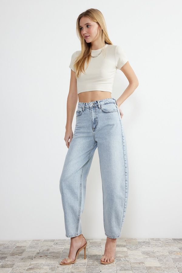 Trendyol Trendyol Light Blue High Waist Barrel Jeans