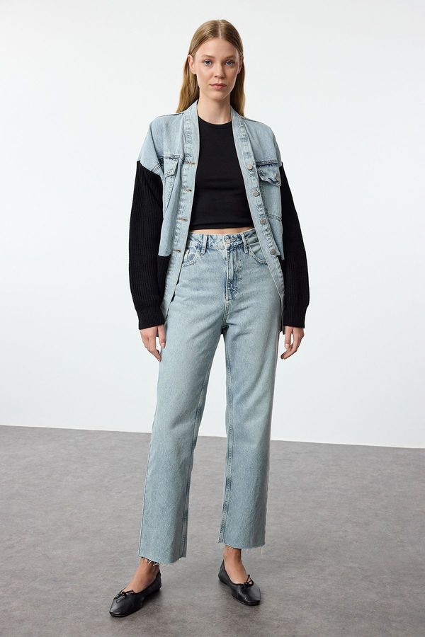 Trendyol Trendyol Light Blue High Waist Straight Jeans