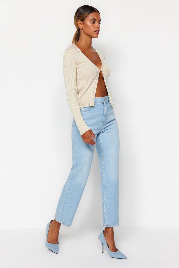 Trendyol Trendyol Light Blue High Waist Straight Jeans