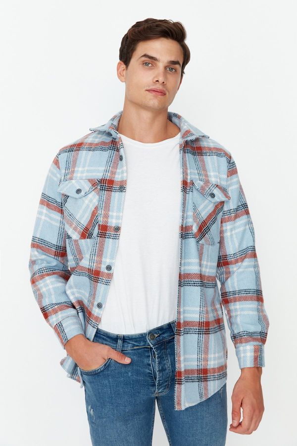 Trendyol Trendyol Light Blue Men's Overshirt, Plaid Shirt -