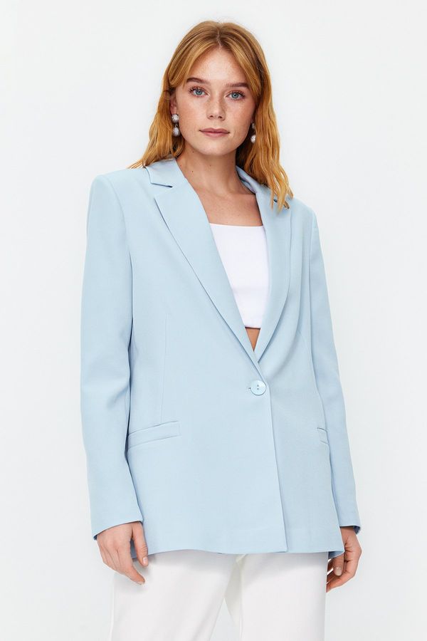 Trendyol Trendyol Light Blue Regular Lining Detailed Woven Blazer Jacket