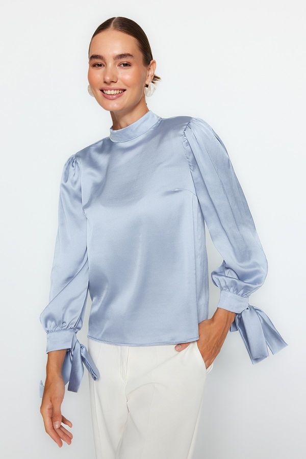 Trendyol Trendyol Light Blue Tie Detailed Woven Blouse