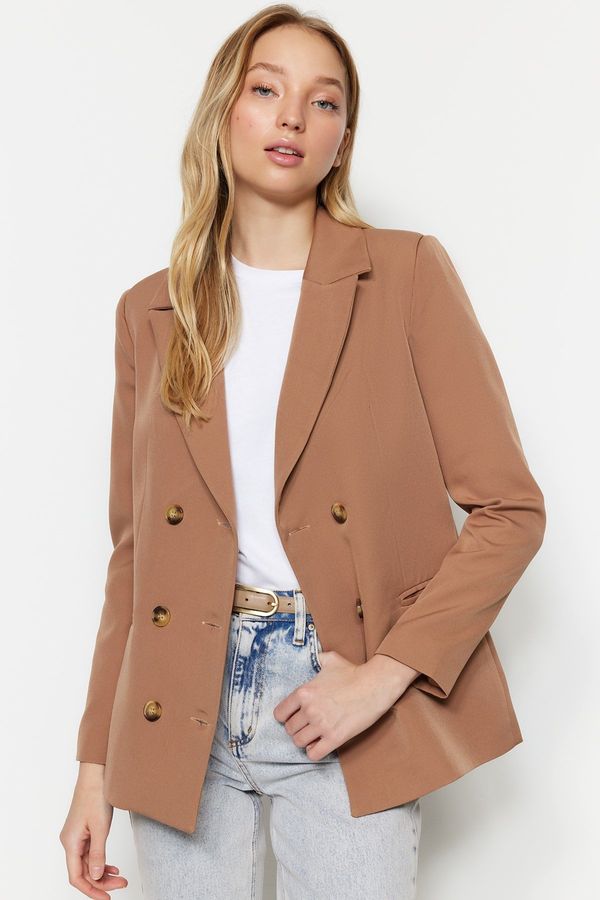 Trendyol Trendyol Light Brown Regular Lined Woven Blazer Jacket