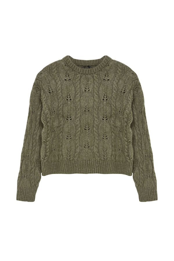 Trendyol Trendyol Light Green Wide Fit Openwork/Hole Knitwear Sweater