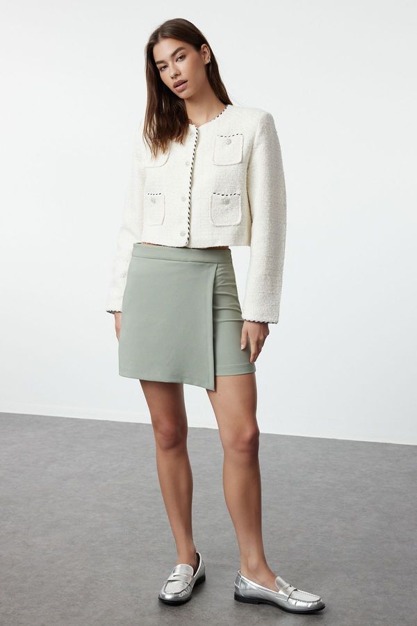 Trendyol Trendyol Light Khaki Double Breasted Woven Shorts Skirt