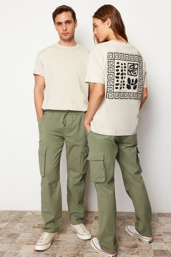 Trendyol Trendyol Light Khaki Unisex Regular Fit Elastic Waistband Cargo Pocket Trousers