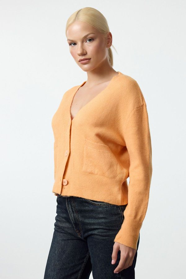 Trendyol Trendyol Light Orange Wool Basic Knitted Cardigan