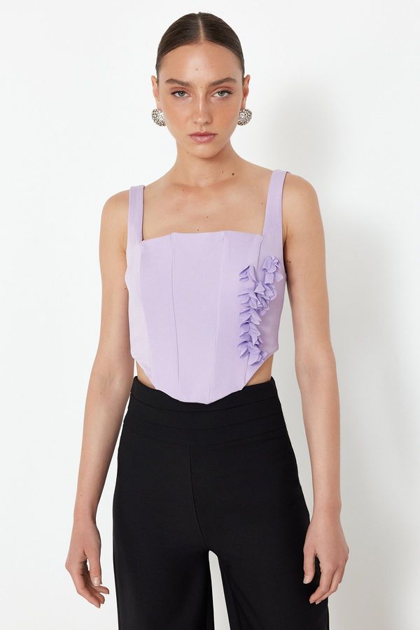 Trendyol Trendyol Lilac Corset Detailed Woven Bustier with Flower Accessories