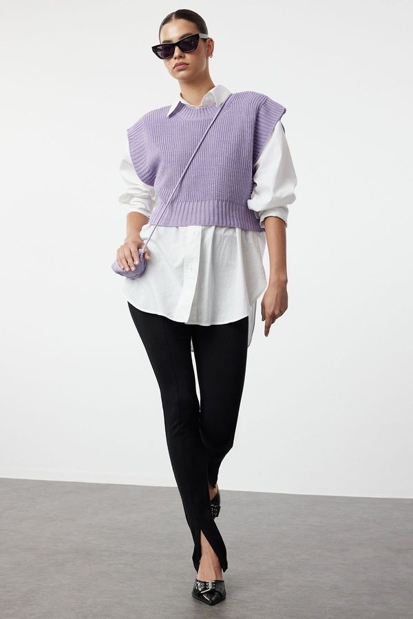 Trendyol Trendyol Lilac Crop Crew Neck Knitwear Sweater