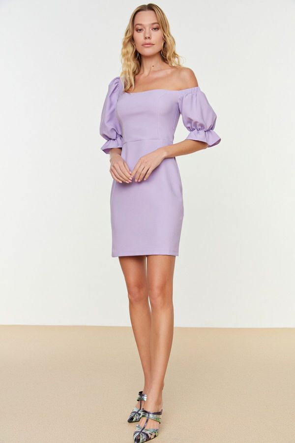 Trendyol Trendyol Lilac Fitted Evening Dress with Lined Poplins