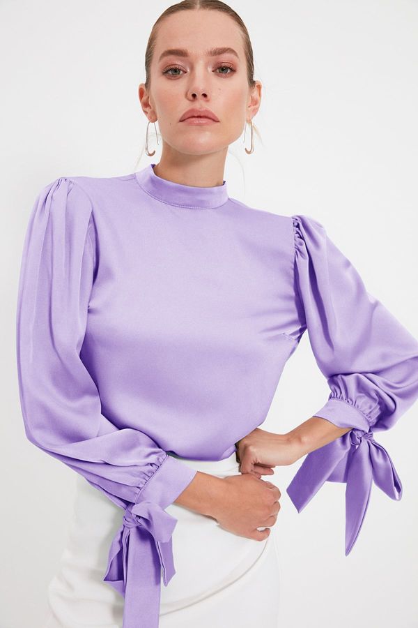 Trendyol Trendyol Lilac Lacing Detail Woven Woven Blouse