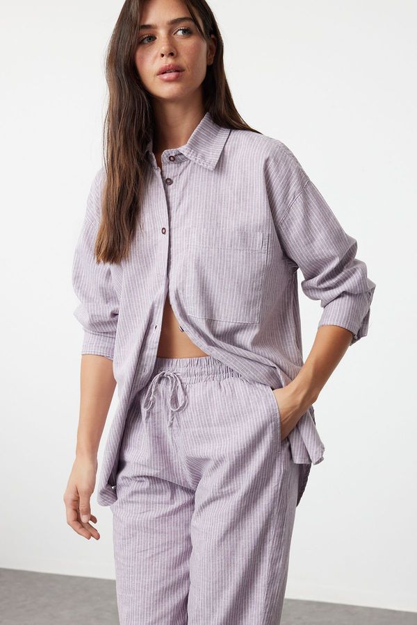 Trendyol Trendyol Lilac Oversize Striped Shirt