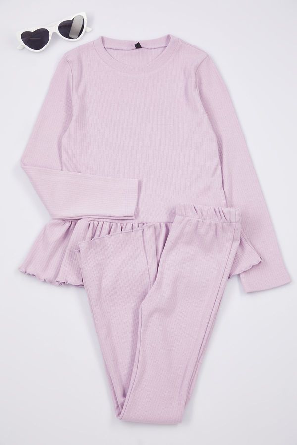 Trendyol Trendyol Lilac Plain Knitted Top-Bottom Set