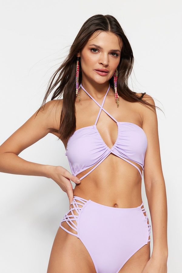 Trendyol Trendyol Lilac Strapless Tie Bikini Top