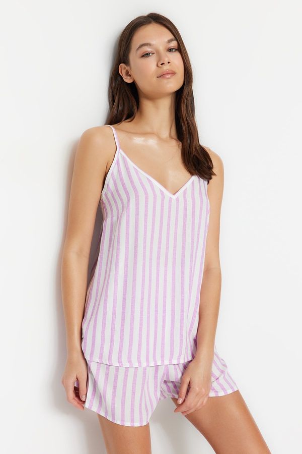 Trendyol Trendyol Lilac Striped Tank Top-Shorts Woven Pajama Set