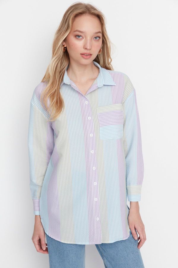 Trendyol Trendyol Lilac Striped Woven Shirt