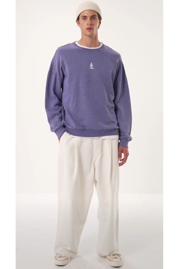 Trendyol Trendyol Lilac Unisex Oversize/Wide Cut 100% Cotton Antique/Pale Effect Mystic Sweatshirt