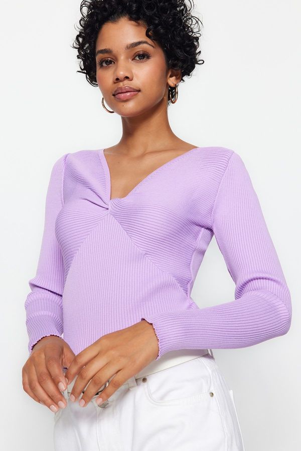 Trendyol Trendyol Lilac V-Neck Knitwear Sweater