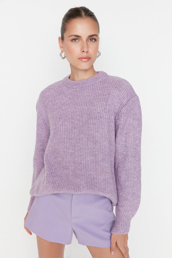 Trendyol Trendyol Lilac Wide Fit Soft Textured Basic Knitwear Sweater