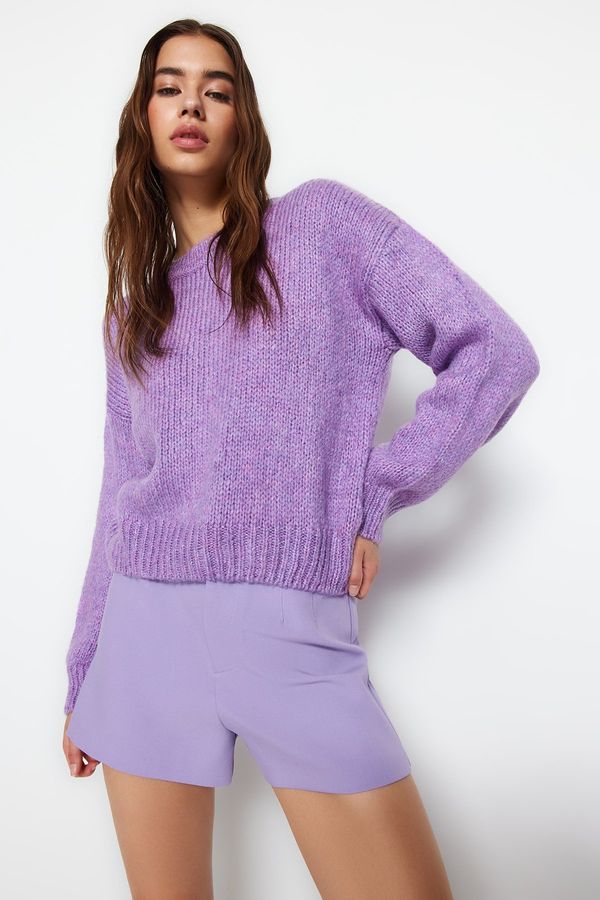 Trendyol Trendyol Lilac Wide Fit Soft Textured Basic Knitwear Sweater