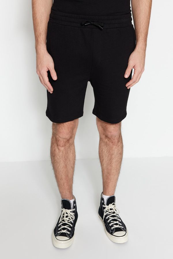 Trendyol Trendyol Limited Edition Black Regular 100% Cotton Textured Shorts