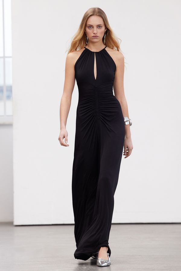 Trendyol Trendyol Limited Edition Black Window/Cut Out Detailed Evening Long Evening Dress