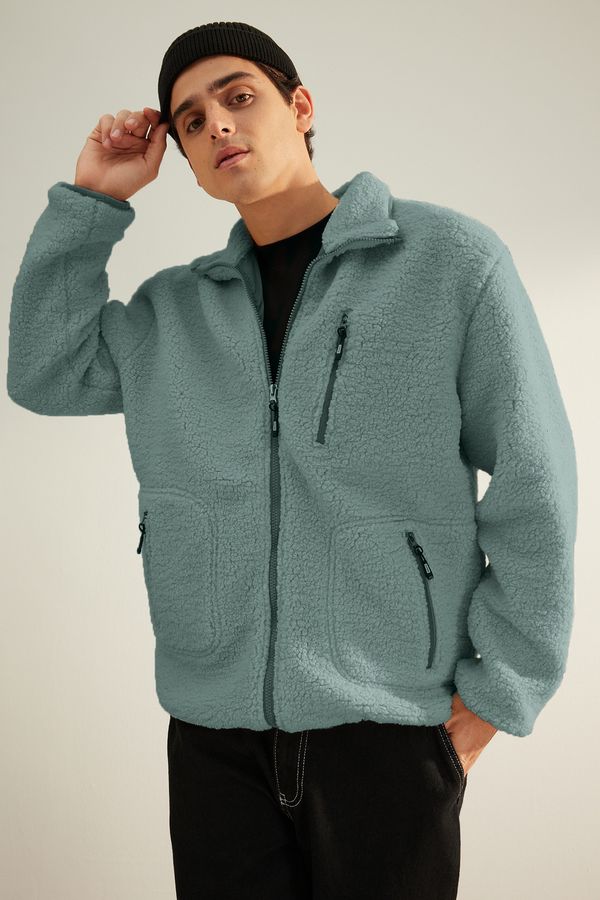 Trendyol Trendyol Limited Edition Mint Regular Fit Welsoft Plush Coat