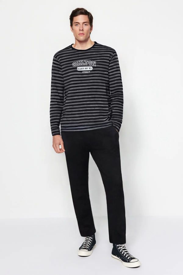 Trendyol Trendyol Men's Black Striped Regular Fit Knitted Pajama Set