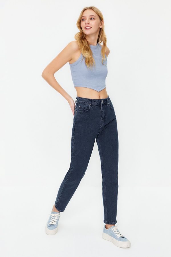 Trendyol Trendyol Midnight Blue More Sustainable High Waist Slim Mom Jeans