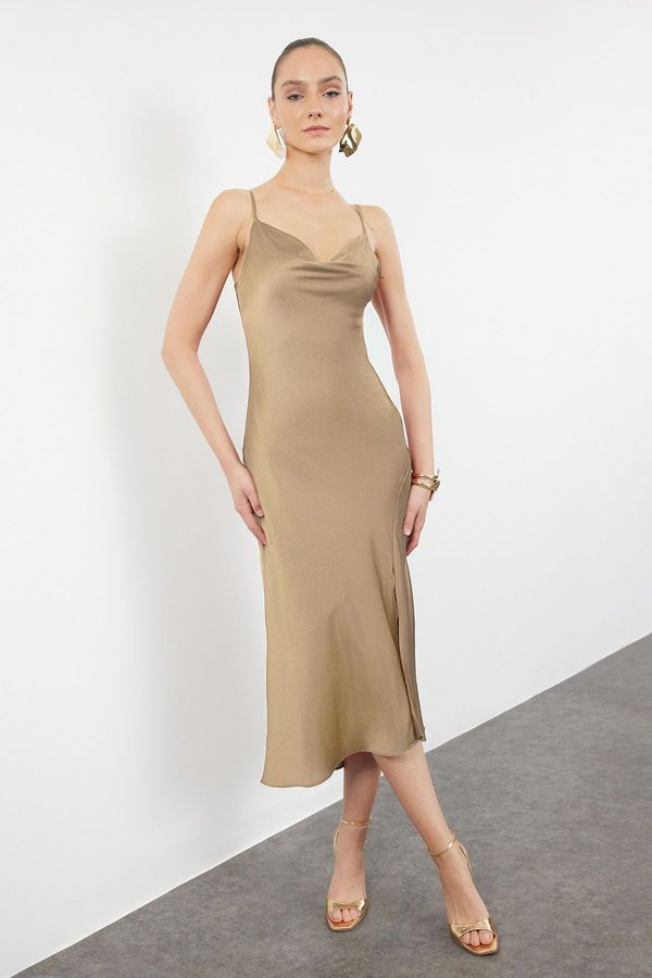 Trendyol Trendyol Mink Lined Woven Satin Evening Dress