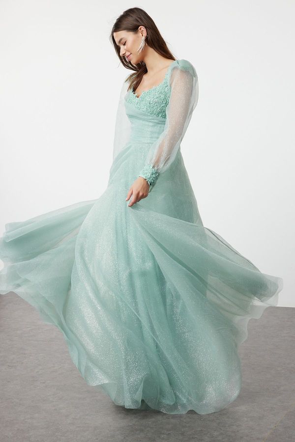 Trendyol Trendyol Mint A-Cut Woven Long Elegant Evening Dress