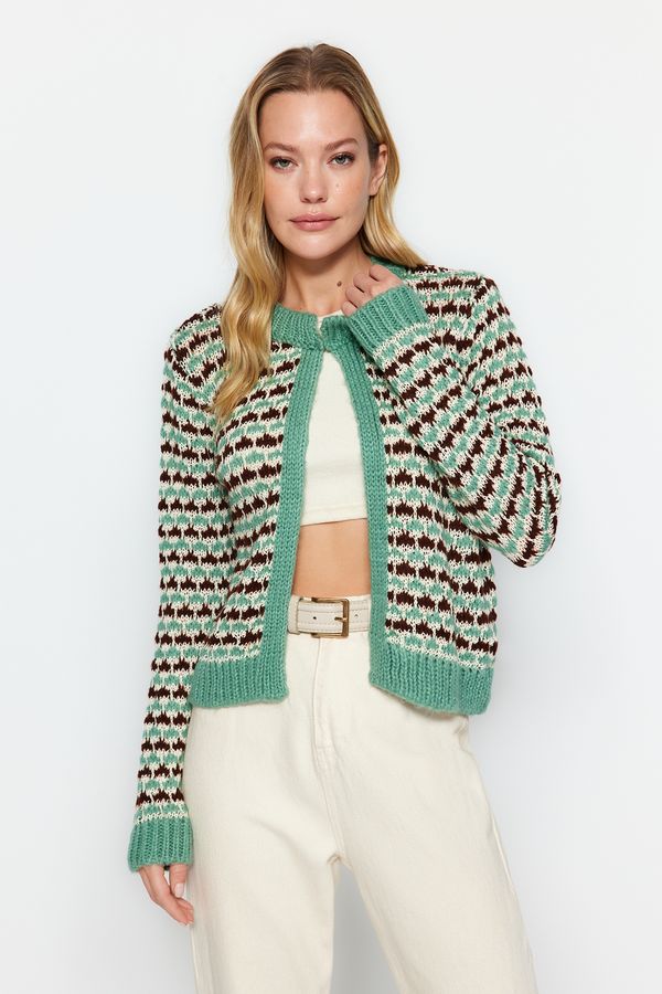 Trendyol Trendyol Mint Agraph Detail Knitwear Cardigan