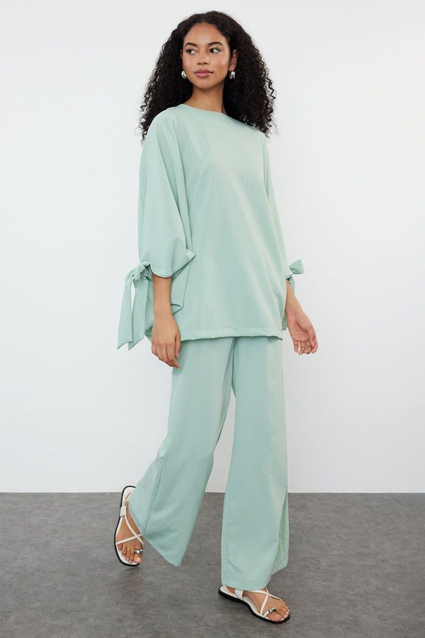 Trendyol Trendyol Mint Bat Sleeve Woven Aerobin Tunic-Pants Set