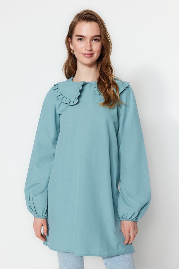 Trendyol Trendyol Mint Bebe Tunic with a Woven Collar