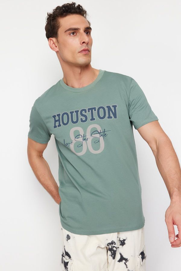 Trendyol Trendyol Mint Houston Printed Regular Cut T-shirt