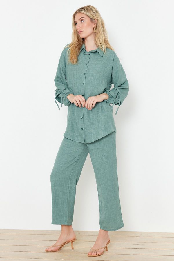 Trendyol Trendyol Mint Linen Look Woven Two Piece Set