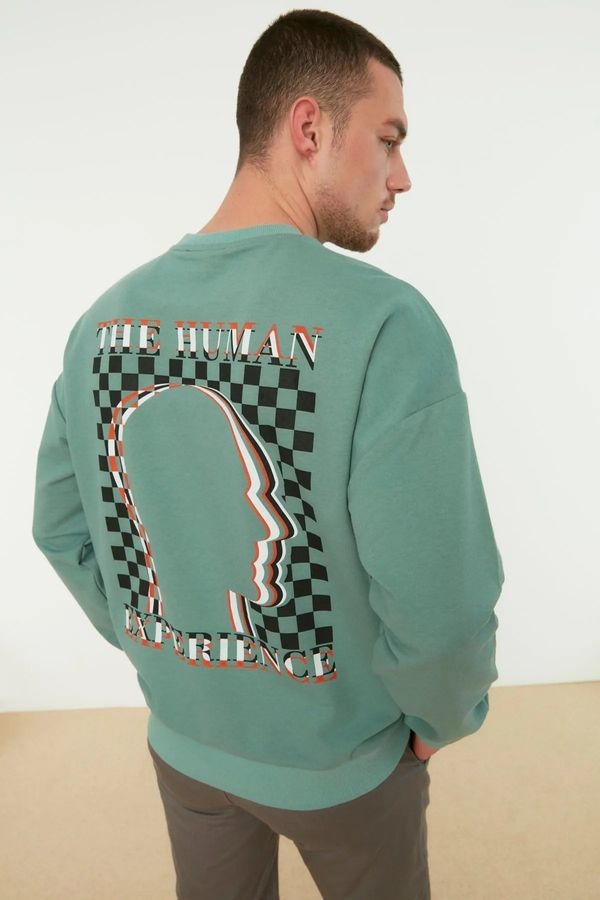 Trendyol Trendyol Mint Oversize/Wide Cut Printed Sweatshirt