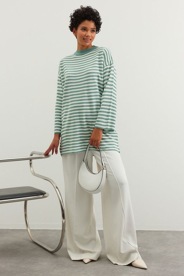 Trendyol Trendyol Mint Striped Knitwear Sweater