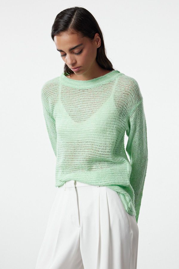 Trendyol Trendyol Mint Transparent Knitwear Sweater