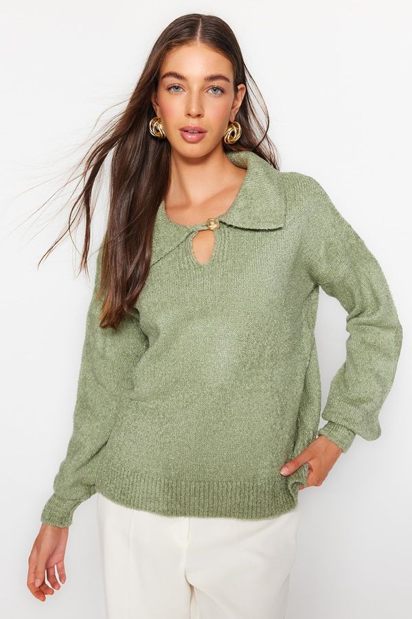 Trendyol Trendyol Mint Wide Fit Soft Textured Boucle Knitwear Sweater