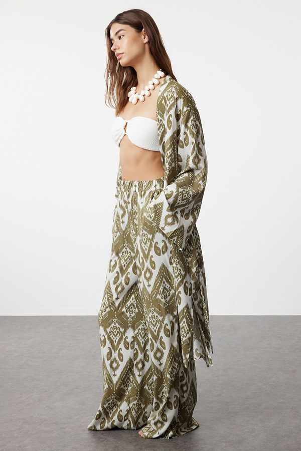 Trendyol Trendyol Mono Patterned Belted Mini Woven Kimono & Kaftan