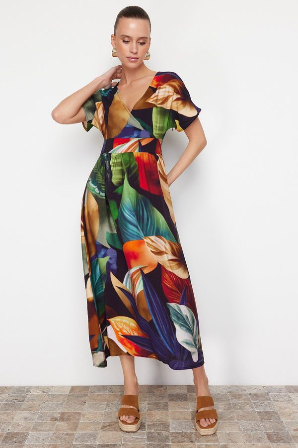 Trendyol Trendyol Multi Color Floral Print A-line Viscose Midi Woven Dress