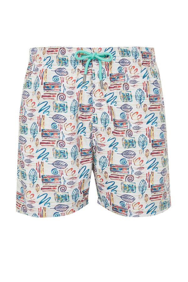 Trendyol Trendyol Multi Color Standard Size Leaf Print Swim Shorts