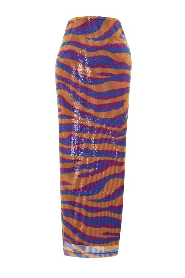 Trendyol Trendyol Multi-Colored Patterned Body-Sitting Lined Glitter Sequin Sequin Skirt